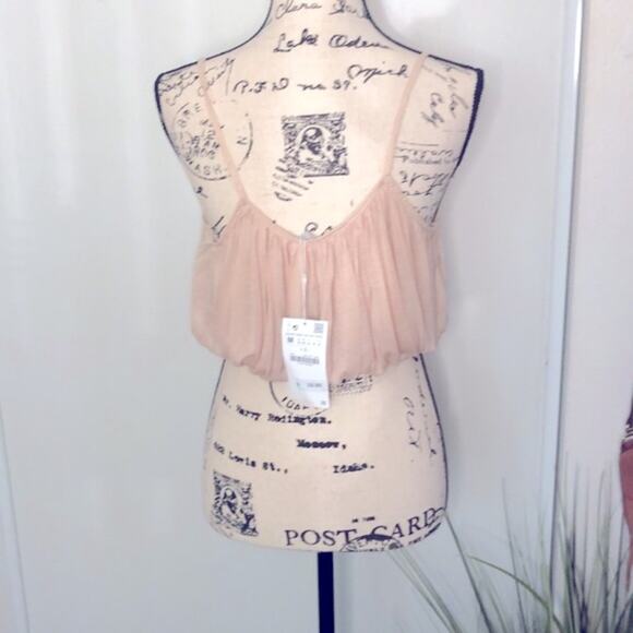 NWT! Zara Cream Crop Top Tank Size Medium - Picture 6 of 8